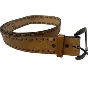 Justin Leather Western Belt Woven Detail Light Brown Cowboy Rodeo Belt Size 36